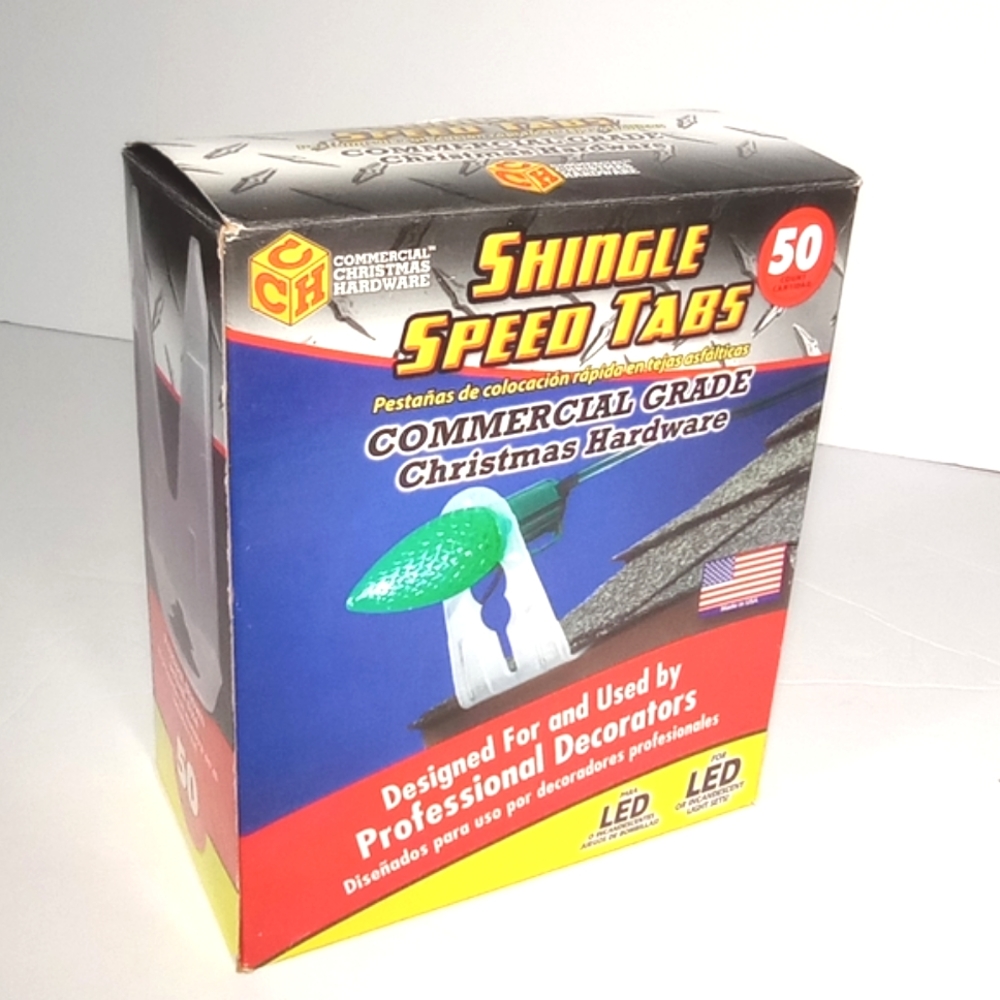 New 50 Commercial Grade Shingle Speed Tabs Christmas Hardware Lights Made In USA